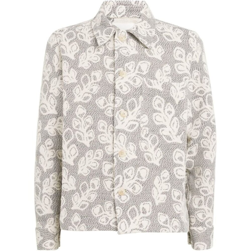 NN07 No Nationality MEN'S Rahim Floral Jacquard Front Jacket Black Melange SMALL - Picture 4 of 5